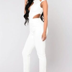 Fashion Nova White Cut-Out Jumpsuit